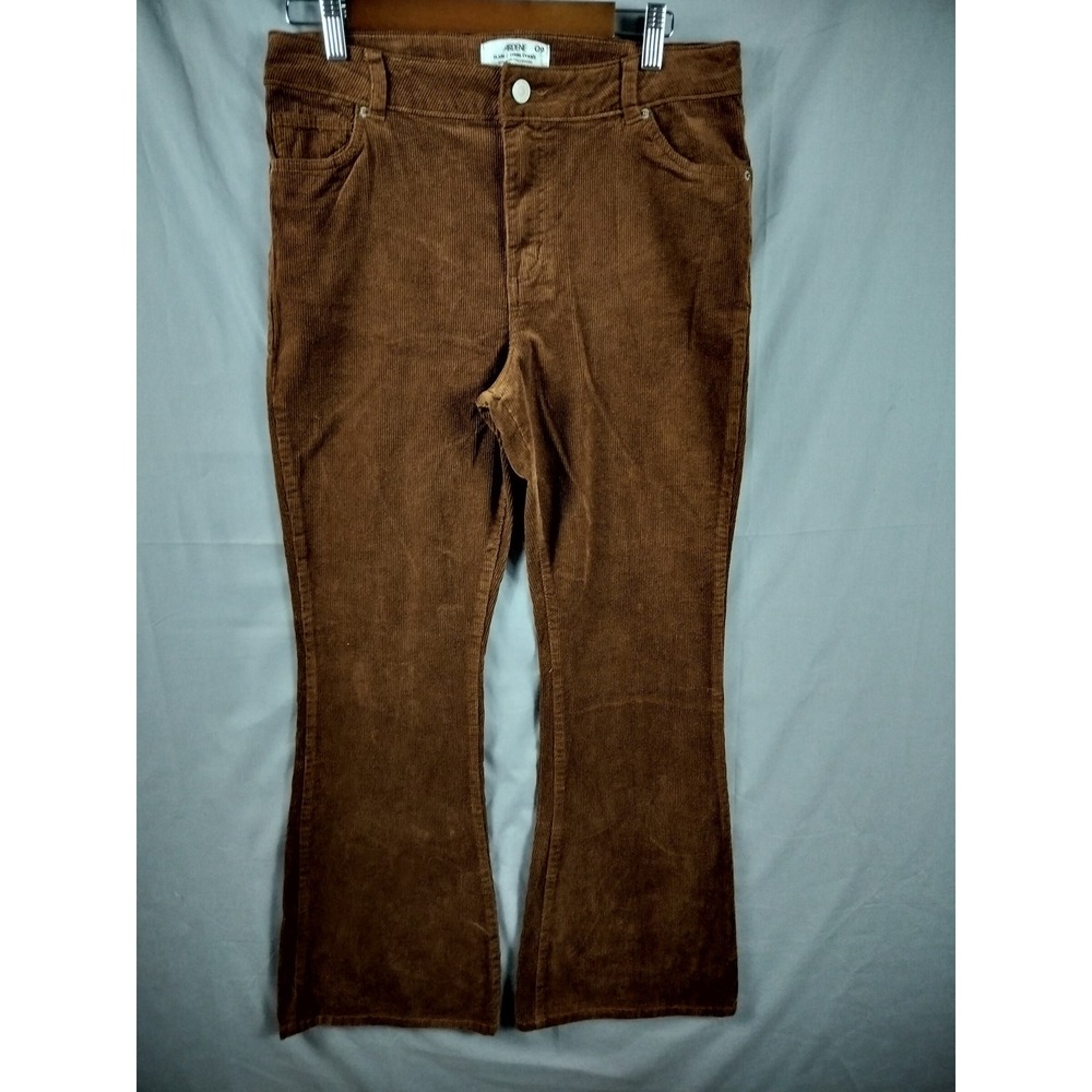 Ardene Flare Pants Women 09 Brown Corduroy Y2K Aesthetic Western Hippie Retro